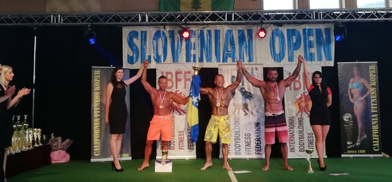 Club athletes on the podium at the Slovenian Open